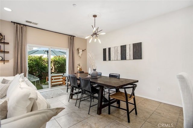 36287 Grazia Way, Winchester, CA 92596 - dining space with a chandelier, light tile patterned floors, and recessed lighting