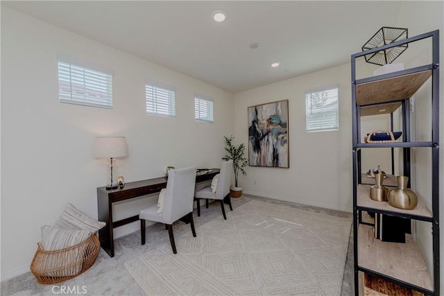8708 Celebration St, Chino, CA 91708 - home office featuring carpet floors and recessed lighting