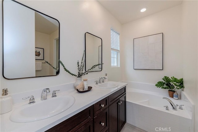 8708 Celebration St, Chino, CA 91708 - bathroom with double vanity and a bath