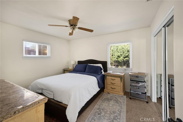 1344 S Douglas St, Santa Ana, CA 92704 - bedroom with a closet, carpet flooring, and ceiling fan