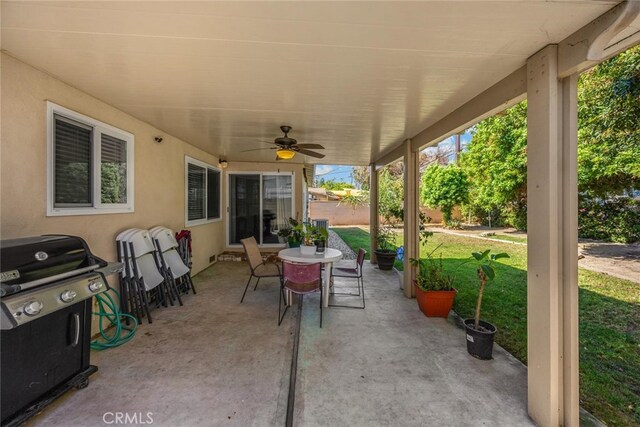 1344 S Douglas St, Santa Ana, CA 92704 - view of patio / terrace featuring a grill and a ceiling fan
