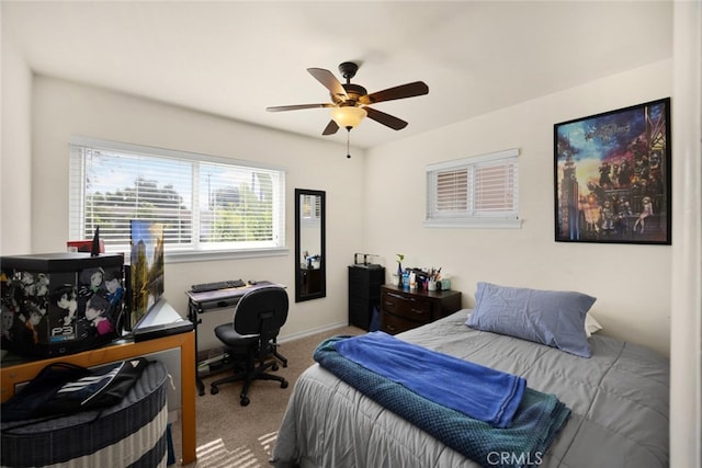 1344 S Douglas St, Santa Ana, CA 92704 - carpeted bedroom featuring an office area and a ceiling fan