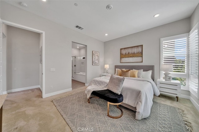 319 Sawbuck, Irvine, CA 92618 - bedroom with light carpet, recessed lighting, and connected bathroom