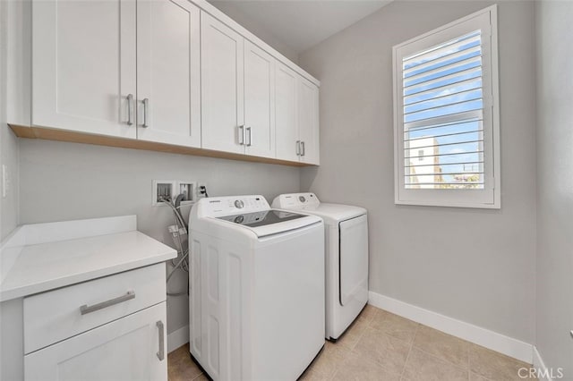 319 Sawbuck, Irvine, CA 92618 - laundry room with cabinet space, washer and dryer, and light tile patterned flooring