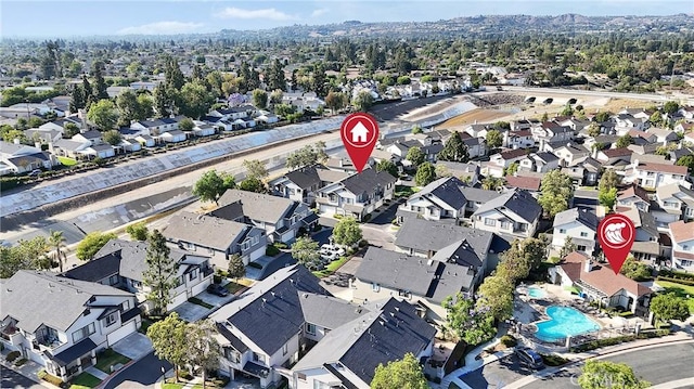 3434 E Lambeth Ct Unit F, Orange, CA 92869 - aerial overview of property's location with nearby suburban area