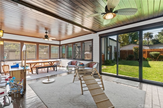 1719 Monte Vista St, Pasadena, CA 91106 - sunroom with a ceiling fan, plenty of natural light, and outdoor dining space