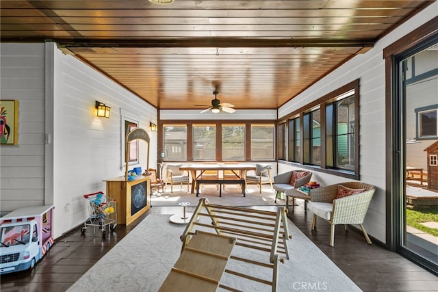 1719 Monte Vista St, Pasadena, CA 91106 - sunroom featuring ceiling fan, plenty of natural light, and an outdoor hangout area