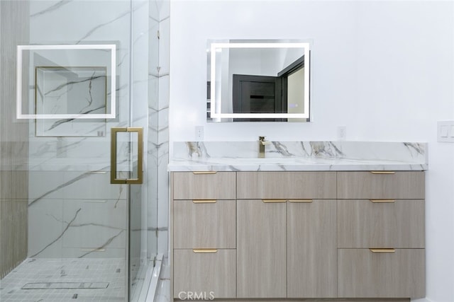 15009 Wyandotte St, Van Nuys, CA 91405 - full bathroom with vanity and a marble finish shower