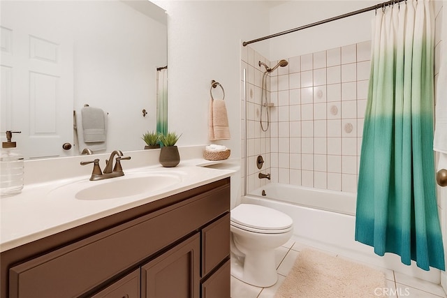 9733 Kentland Ave, Chatsworth, CA 91311 - full bath with vanity, shower / tub combo with curtain, and tile patterned flooring