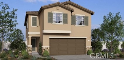 14027 Starlene St, Moreno Valley, CA 92555 - view of front of house with stucco siding, driveway, and a garage