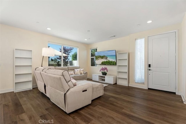 12178 Greenleaf Ln, Garden Grove, CA 92840 - living room with dark wood-type flooring and recessed lighting