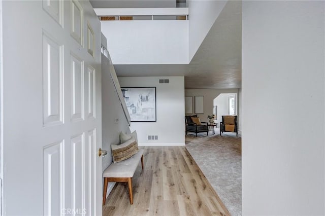 42768 Santa Suzanne Pl, Temecula, CA 92592 - foyer entrance with light wood-style flooring and a high ceiling