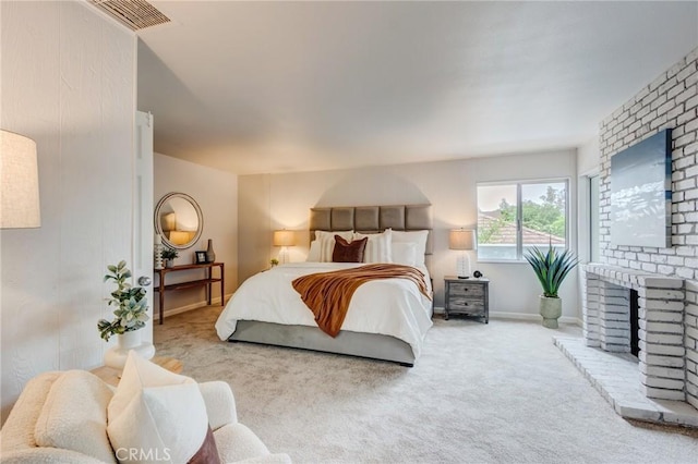 42768 Santa Suzanne Pl, Temecula, CA 92592 - bedroom with carpet flooring and a fireplace