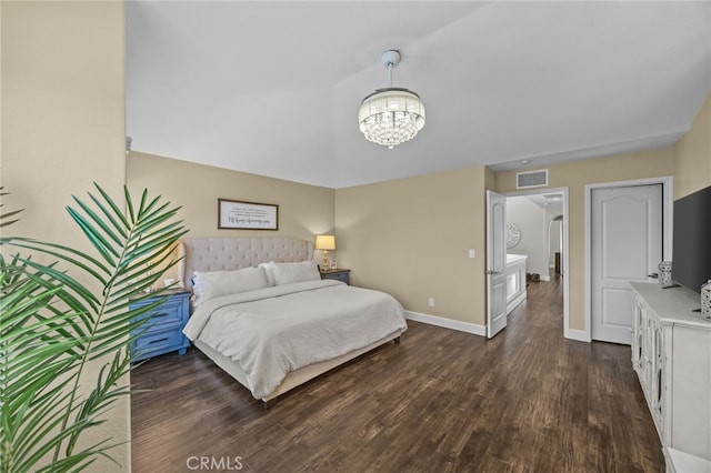 1519 San Rafael Pl, Corona, CA 92882 - bedroom featuring a chandelier and dark wood finished floors
