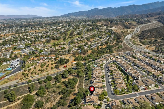 1519 San Rafael Pl, Corona, CA 92882 - aerial overview of property's location with a mountain backdrop and nearby suburban area