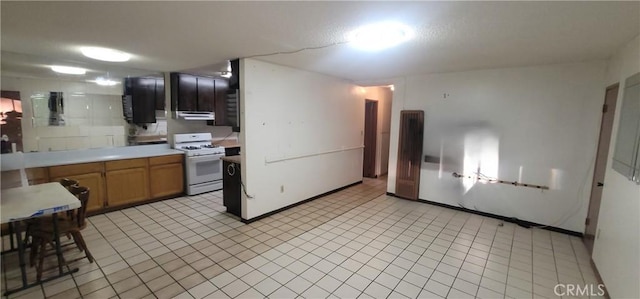 14805 Chase St Unit 105, Panorama City, CA 91402 - kitchen with white gas range oven, ventilation hood, and light countertops