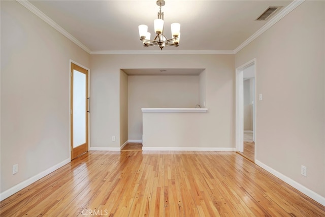 17450 Devonshire St, Northridge, CA 91325 - empty room featuring a chandelier, wood-type flooring, and ornamental molding