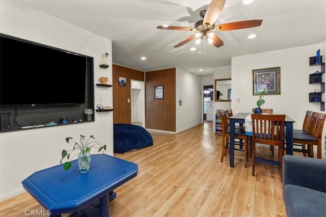 12727 Lefloss Ave, Norwalk, CA 90650 - living area with a ceiling fan, light wood-style flooring, and recessed lighting