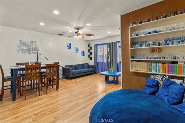 12727 Lefloss Ave, Norwalk, CA 90650 - living area with recessed lighting, wood finished floors, and a ceiling fan