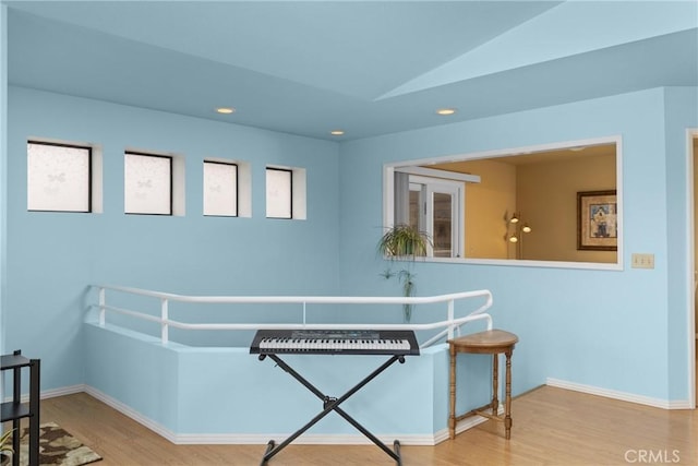 1358 Clarabelle Dr, Morro Bay, CA 93442 - bedroom featuring wood finished floors, vaulted ceiling, and recessed lighting