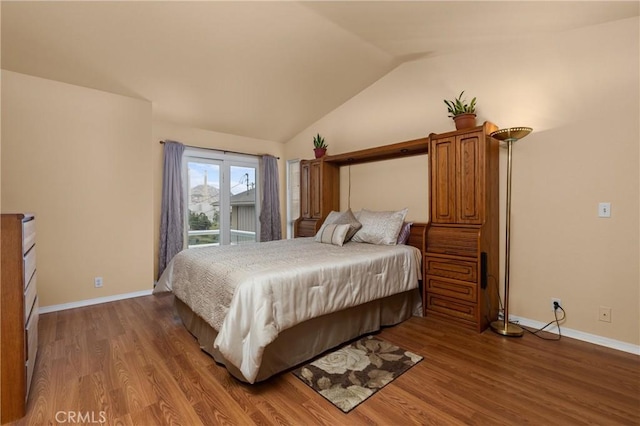 1358 Clarabelle Dr, Morro Bay, CA 93442 - bedroom with wood finished floors, lofted ceiling, and access to outside