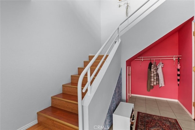 1358 Clarabelle Dr, Morro Bay, CA 93442 - staircase with baseboards and tile patterned flooring