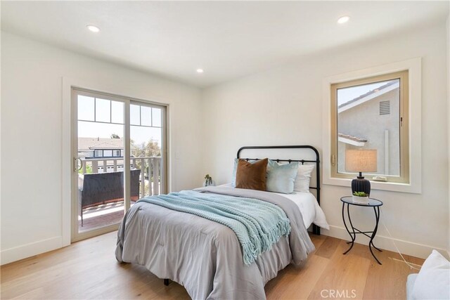 21679 Calle Alcazar, Yorba Linda, CA 92887 - bedroom featuring access to exterior, light wood-style floors, and recessed lighting