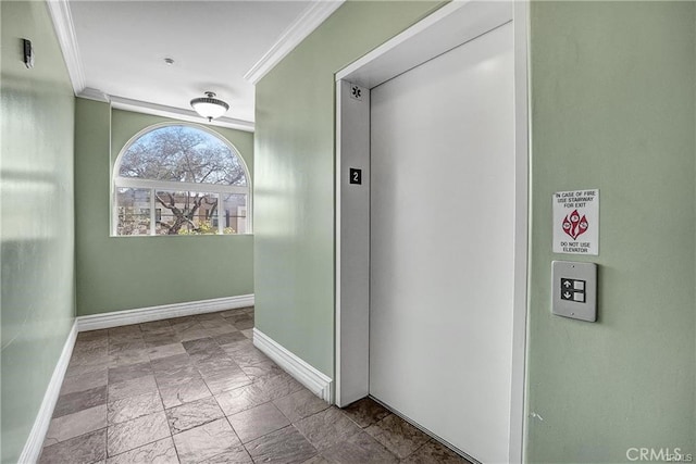 8555 Cashio St Unit 203, Los Angeles, CA 90035 - hall featuring crown molding and elevator