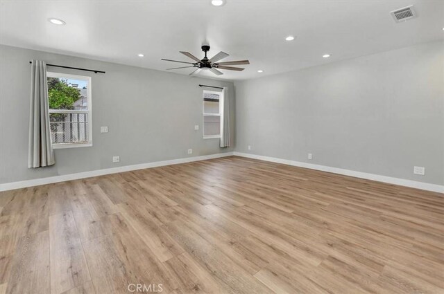 1500 Pacific Ave, Norco, CA 92860 - spare room featuring a ceiling fan, light wood finished floors, and recessed lighting