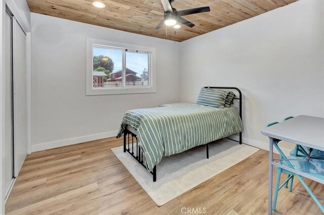 1500 Pacific Ave, Norco, CA 92860 - bedroom with wooden ceiling, light wood finished floors, and a ceiling fan