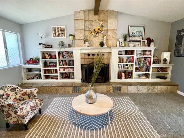 3332 Shamrock Pl, Merced, CA 95340 - sitting room featuring a tile fireplace and carpet