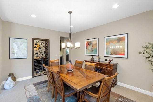 44655 Howell Mountain St, Temecula, CA 92592 - dining room with a chandelier, light colored carpet, and recessed lighting