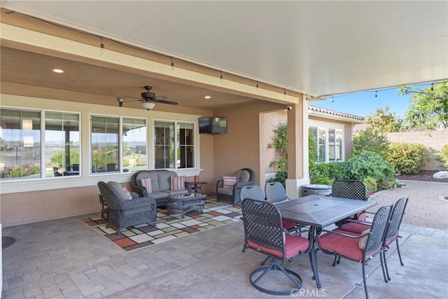 44655 Howell Mountain St, Temecula, CA 92592 - view of patio / terrace with a ceiling fan and an outdoor hangout area