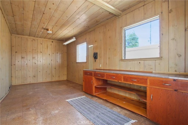 3857 W 135th, Hawthorne, CA 90250 - interior space with wood ceiling, wood walls, and light flooring