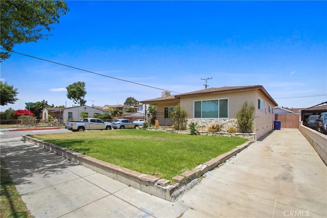 3857 W 135th, Hawthorne, CA 90250 - ranch-style home with stucco siding, a front yard, and driveway