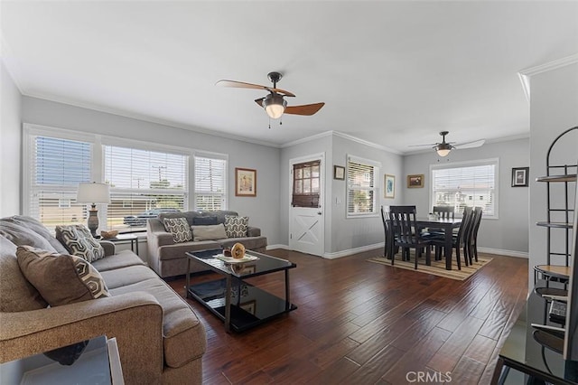 1200 S Pennsylvania Ave, Glendora, CA 91740 - living room with a ceiling fan, wood finished floors, and ornamental molding