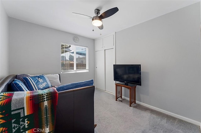 1200 S Pennsylvania Ave, Glendora, CA 91740 - living room with light colored carpet and ceiling fan