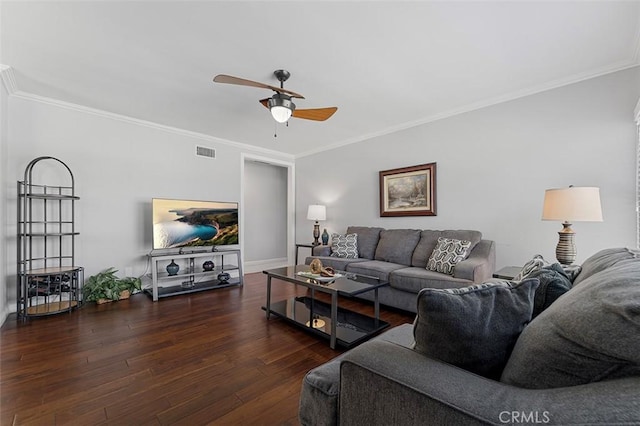 1200 S Pennsylvania Ave, Glendora, CA 91740 - living area featuring ceiling fan, crown molding, and wood finished floors