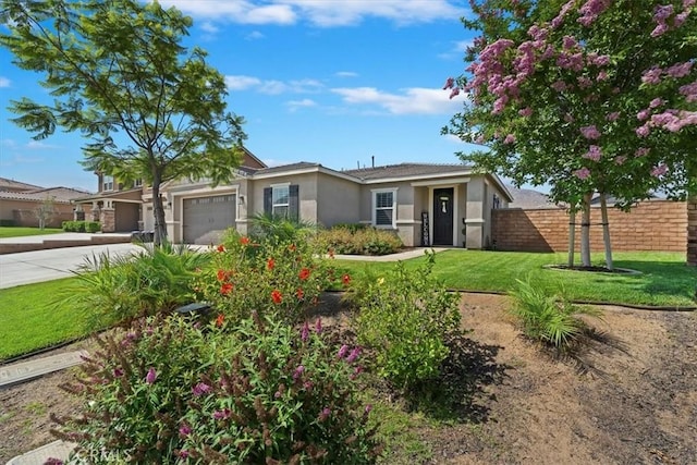 20909 Spring St, Riverside, CA 92507 - ranch-style home featuring an attached garage, stucco siding, and concrete driveway