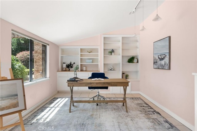 1013 Arbutus Ave, Chico, CA 95926 - office space with lofted ceiling, built in features, and light tile patterned flooring