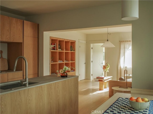 1807 Montana St, Los Angeles, CA 90026 - kitchen with pendant lighting and light wood finished floors