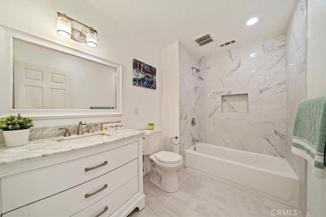 20697 Bison Mesa Rd, Riverside, CA 92507 - bathroom with vanity, tub / shower combination, and recessed lighting
