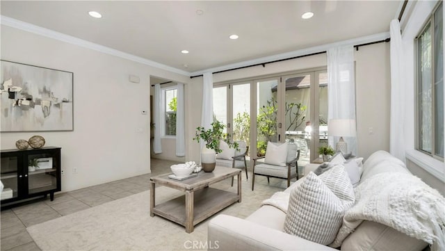 233 Bright Poppy, Irvine, CA 92618 - tiled living area with crown molding and recessed lighting