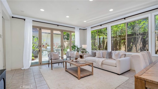 233 Bright Poppy, Irvine, CA 92618 - living area with light tile patterned flooring and recessed lighting
