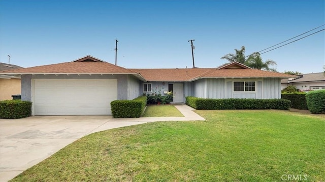 5007 Walnut Ave, Chino, CA 91710 - ranch-style home featuring an attached garage, a front yard, and driveway