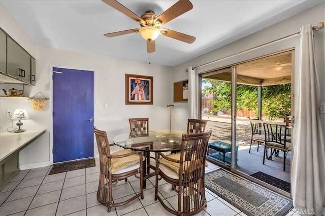 8160 Cholla Ave, Yucca Valley, CA 92284 - dining area featuring a ceiling fan and light tile patterned flooring