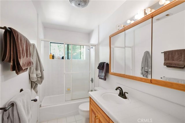 77 Park Dr, Running Springs, CA 92382 - full bathroom featuring vanity, combined bath / shower with glass door, and tile patterned floors
