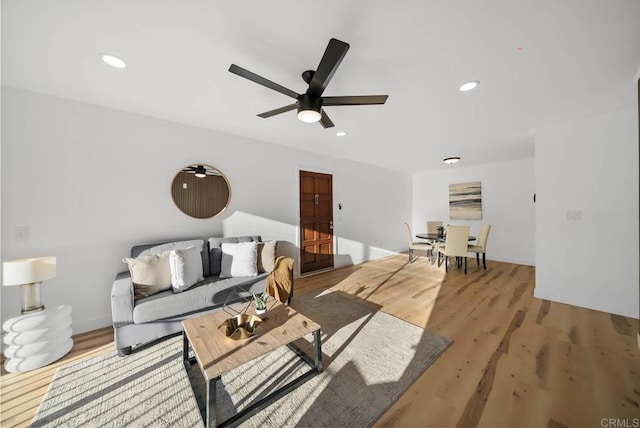 2360 Hosp Way Unit 331, Carlsbad, CA 92008 - living room with ceiling fan, light wood-type flooring, and recessed lighting
