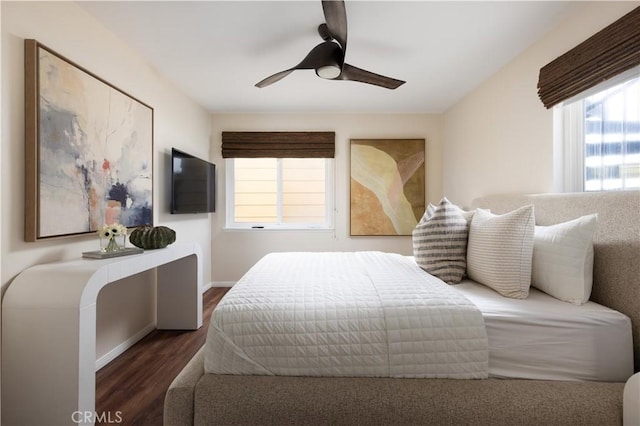 29 Surfside Ave Unit B, Surfside, CA 90743 - bedroom with wood finished floors and ceiling fan