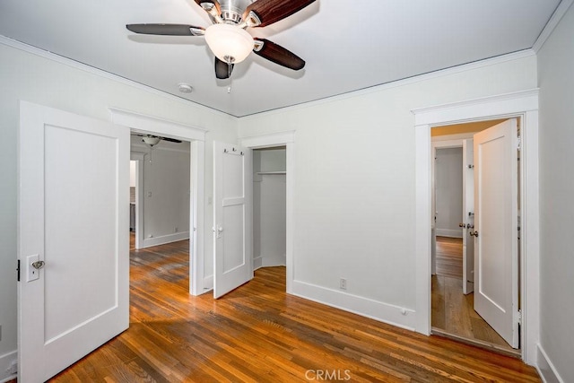 315 E Randolph St, Glendale, CA 91207 - unfurnished bedroom featuring wood finished floors, a closet, ornamental molding, and ceiling fan